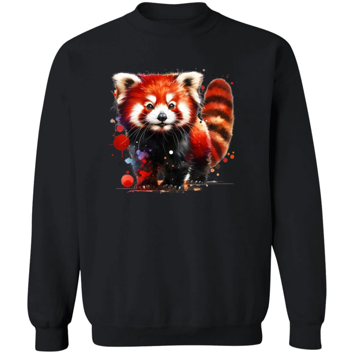 Artistic Red Panda Color Splash Unisex Sweatshirt Black Navy Dark Heather-Family-Gift-Planet