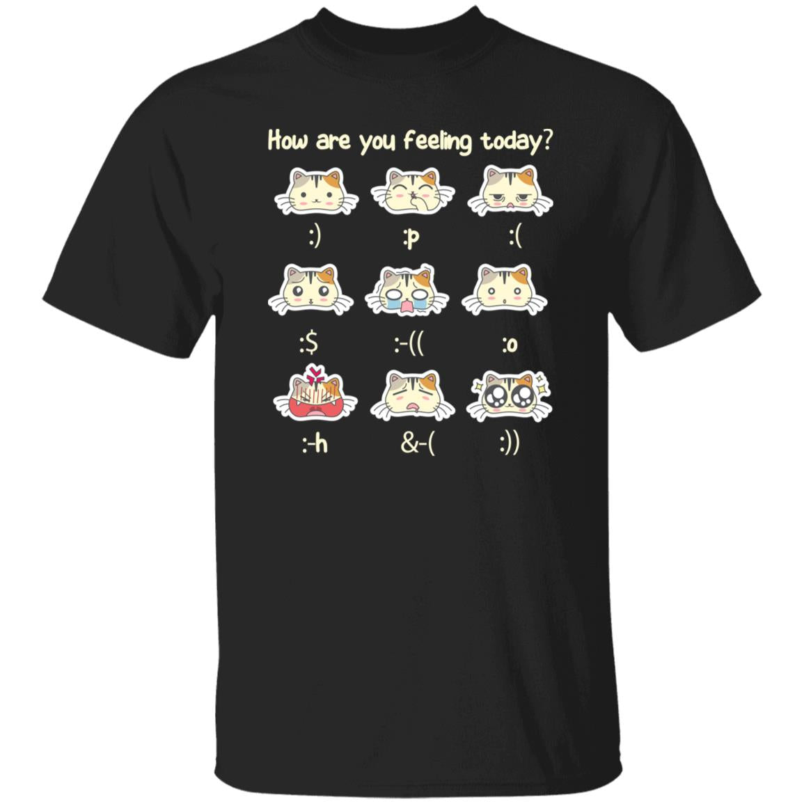 How are you feeling today Unisex shirt cat emoji Black Dark Heather-Family-Gift-Planet