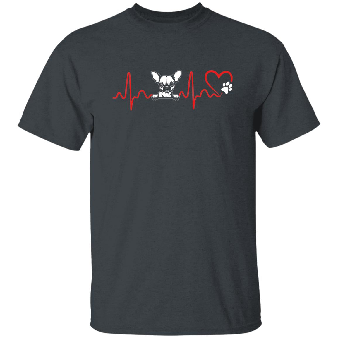 French Bulldog heart beat Unisex t-shirt Dog owner gift black navy dark heather-Family-Gift-Planet