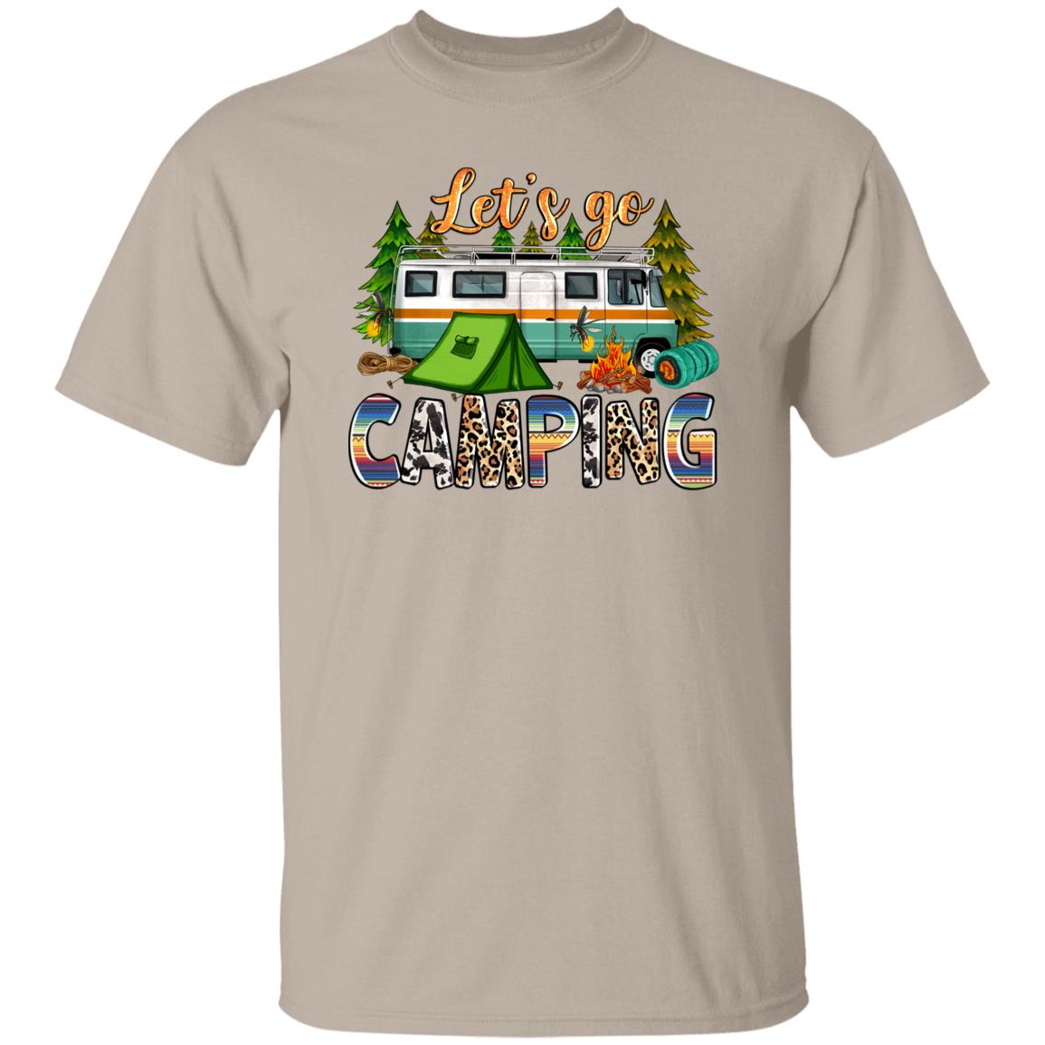 Lets go camping T-Shirt gift Summer camp tent fire mosquitos Unisex Tee Sand White Sport Grey-Family-Gift-Planet