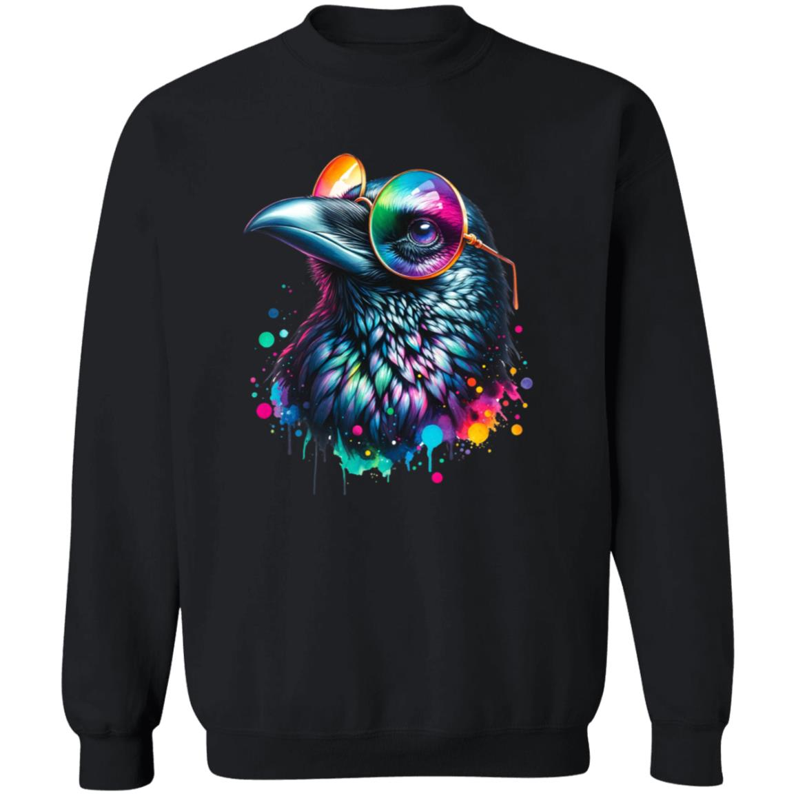 Whimsical raven Color Splash Unisex Sweatshirt Black Navy Dark Heather-Family-Gift-Planet