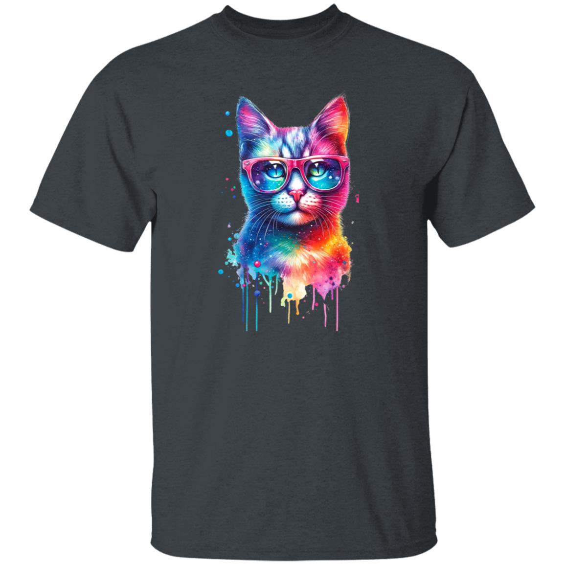 Neon cool cat Color Splash Unisex T-shirt Black Navy Dark Heather-Family-Gift-Planet