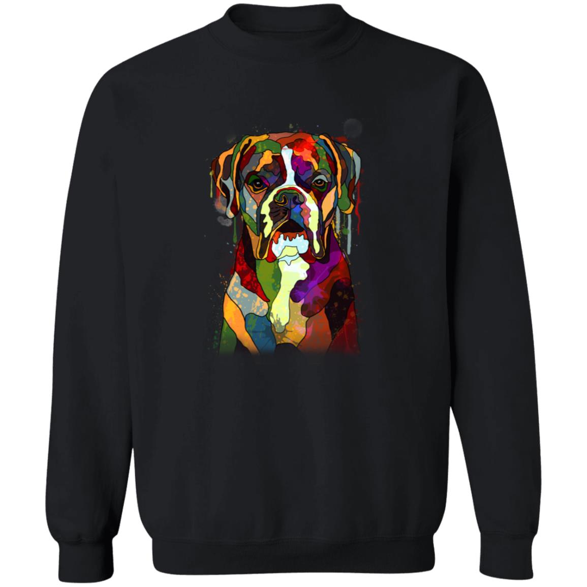 Vibrant digital Boxer dog art Unisex Crewneck Sweatshirt black navy dark heather-Family-Gift-Planet