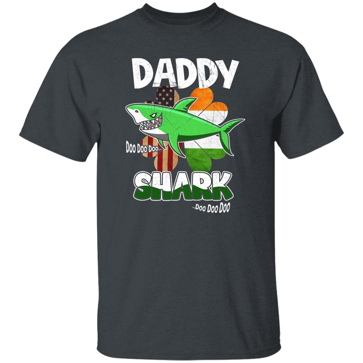 Shamrock Daddy Shark St Patrick Day Unisex t-shirt 4XL 5XL 6XL Irish Green-Dark Heather-Family-Gift-Planet