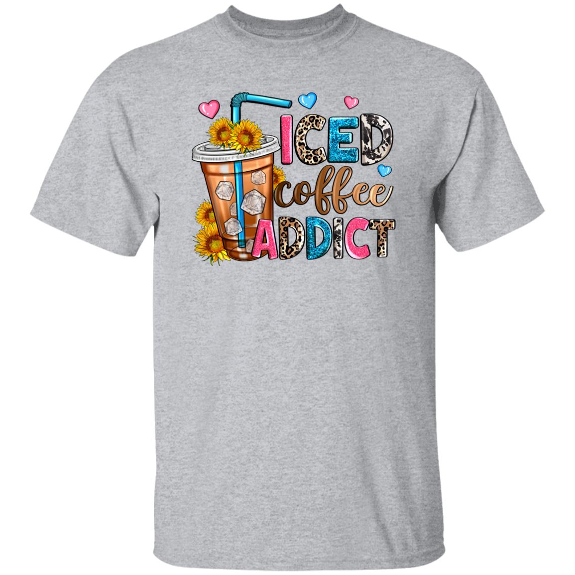 Iced coffee addict T-Shirt Iced coffee lover Unisex Tee Sand White Sport Grey-Family-Gift-Planet