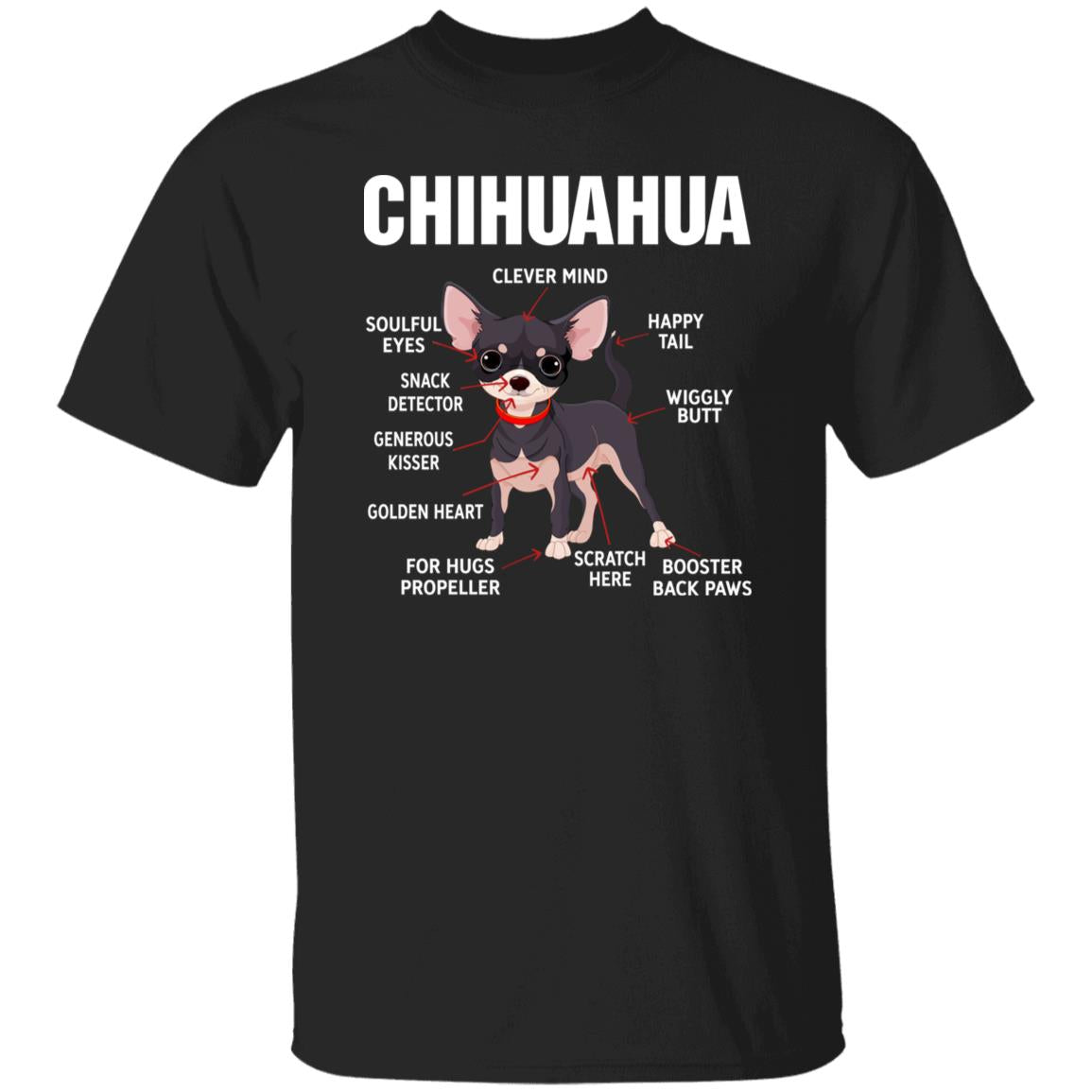 Chihuahua anatomy Unisex T-Shirt gift Chihuahua dog owner tee black dark heather-Family-Gift-Planet