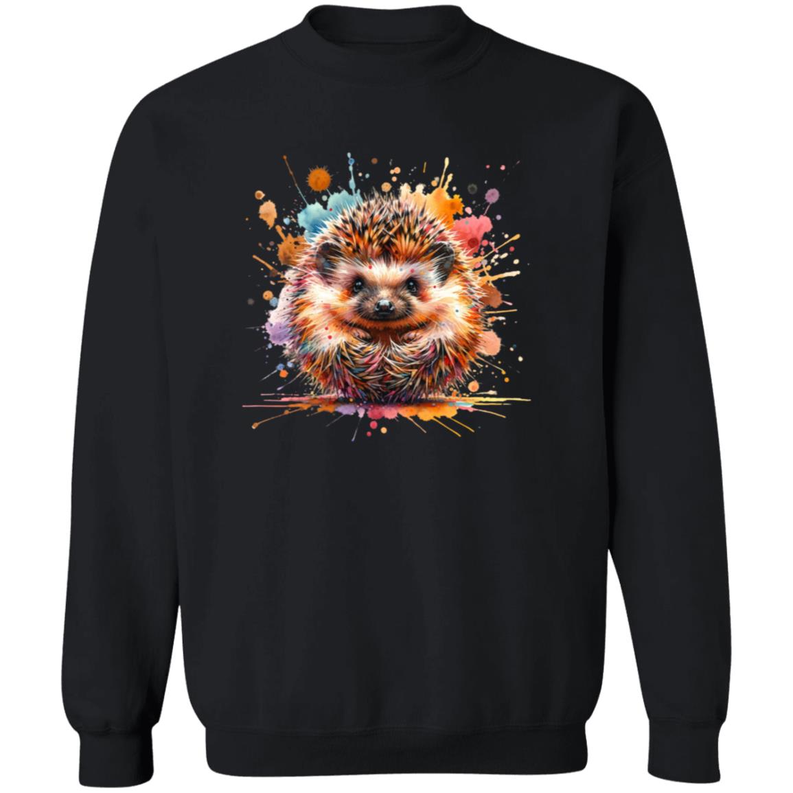 Artistic Hedgehog Color Splash Unisex Sweatshirt Black Navy Dark Heather-Family-Gift-Planet