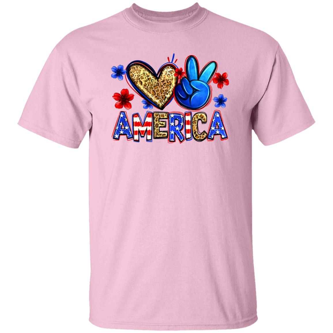 Peace Love America T-shirt gift USA independence July 4 celebration tee-Family-Gift-Planet