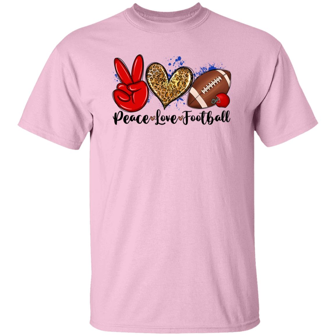 Peace Love Football T-shirt gift Football mama leopard skin heart tee-Family-Gift-Planet