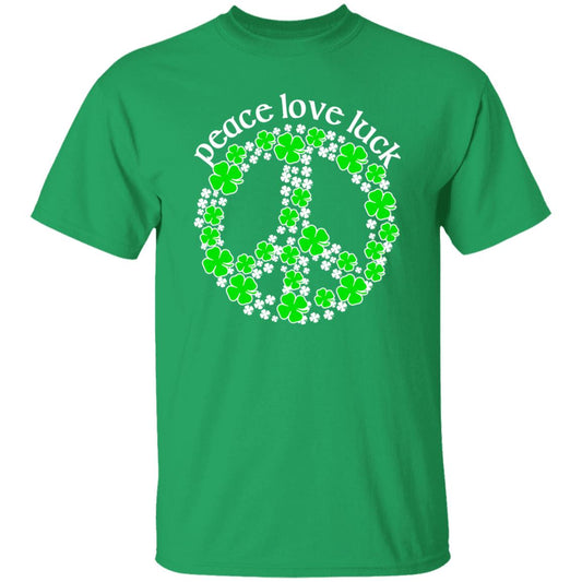 Peace love luck St Patrick Day Unisex t-shirt 4XL 5XL 6XL Irish Green-Irish Green-Family-Gift-Planet