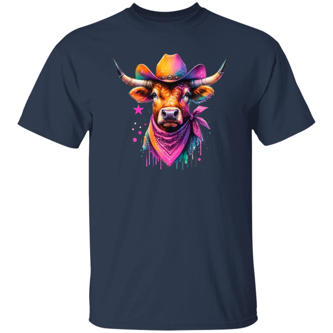Texas Longhorn Color Splash Unisex T-Shirt pink Texas girl tee Black Navy Dark Heather-Family-Gift-Planet