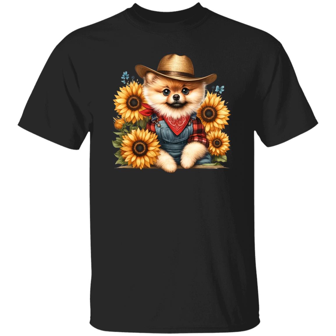 Shpits in sunflowers T-Shirt gift Shpits dog in hat Unisex tee Black Navy Dark Heather-Family-Gift-Planet