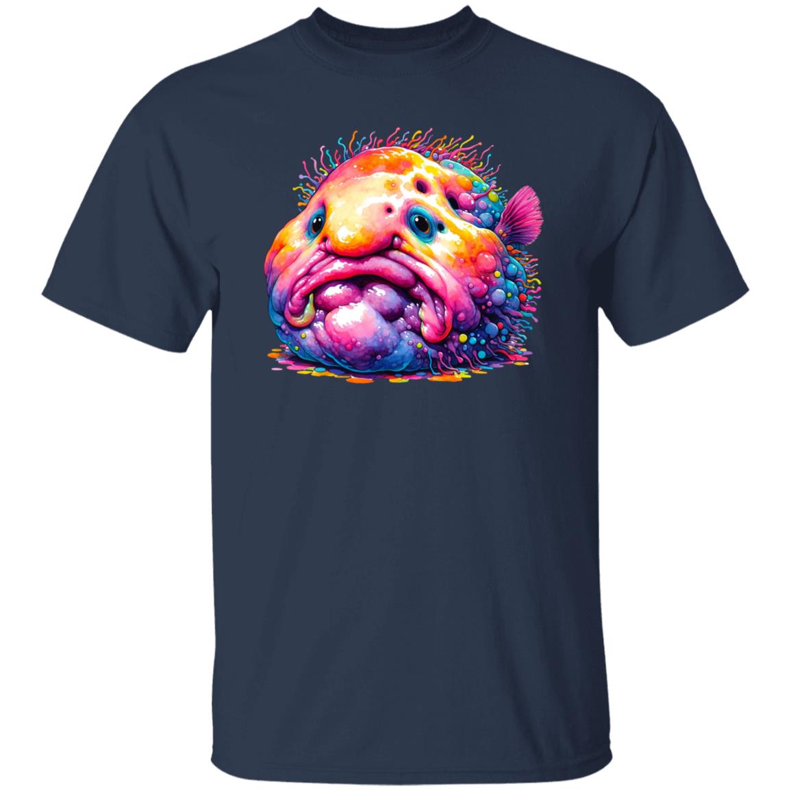 Blobfish Color Splash Unisex T-shirt abstract Blobfish tee Black Navy Dark Heather-Family-Gift-Planet