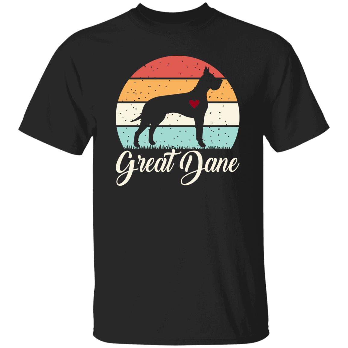 Great Dane T-Shirt gift Retro Great Dane Dog mom Unisex Tee Black Navy Dark Heather-Black-Family-Gift-Planet