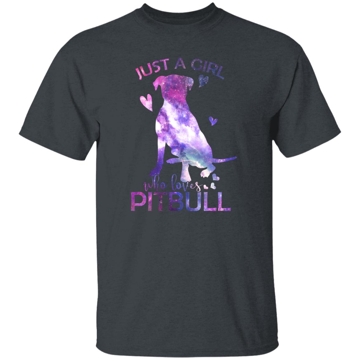 Just a girl who loves Pitbull T-Shirt gift Pitbull Dog mom Unisex tee Black Navy Dark Heather-Family-Gift-Planet