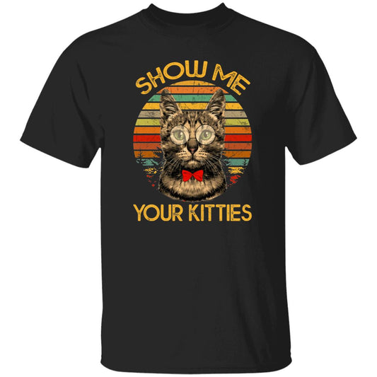 Show me your kitties T-Shirt gift Retro Cat mom Cat dad Unisex Tee Black Navy Dark Heather-Black-Family-Gift-Planet