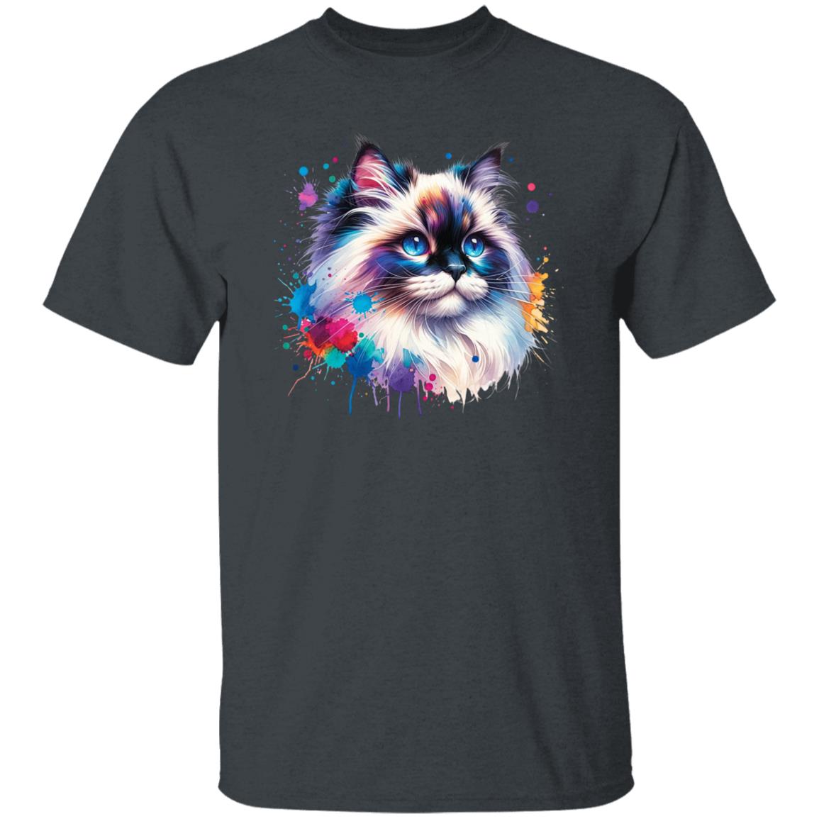 Ragdoll Cat Color Splash Unisex T-Shirt Black Navy Dark Heather-Family-Gift-Planet