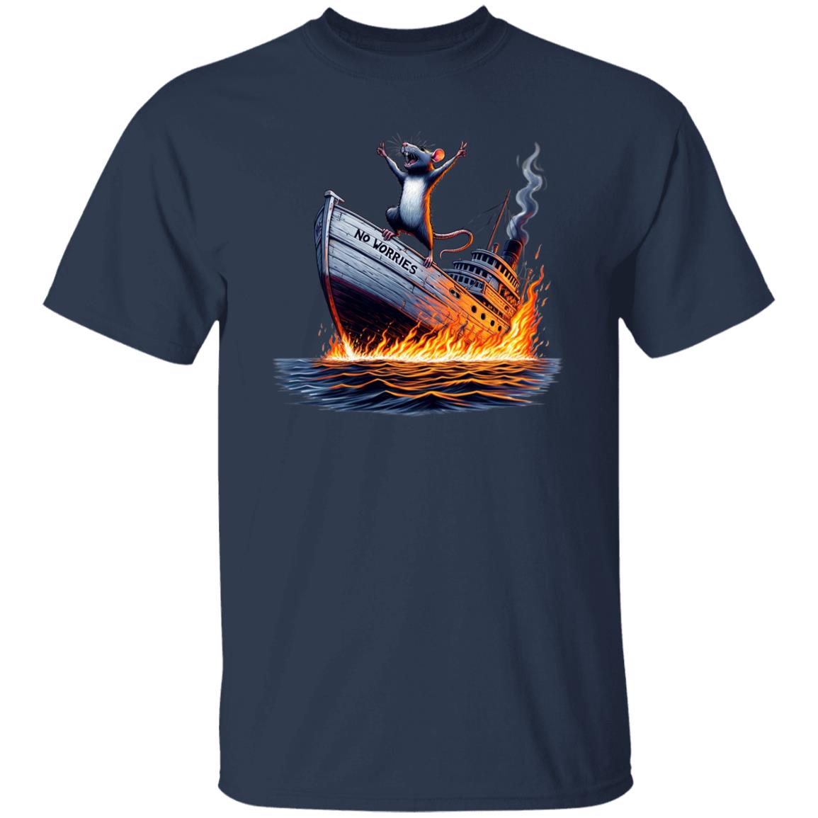 No worries Positive T-Shirt gift Funny Sinking ship Unisex tee Black Navy Dark Heather-Family-Gift-Planet