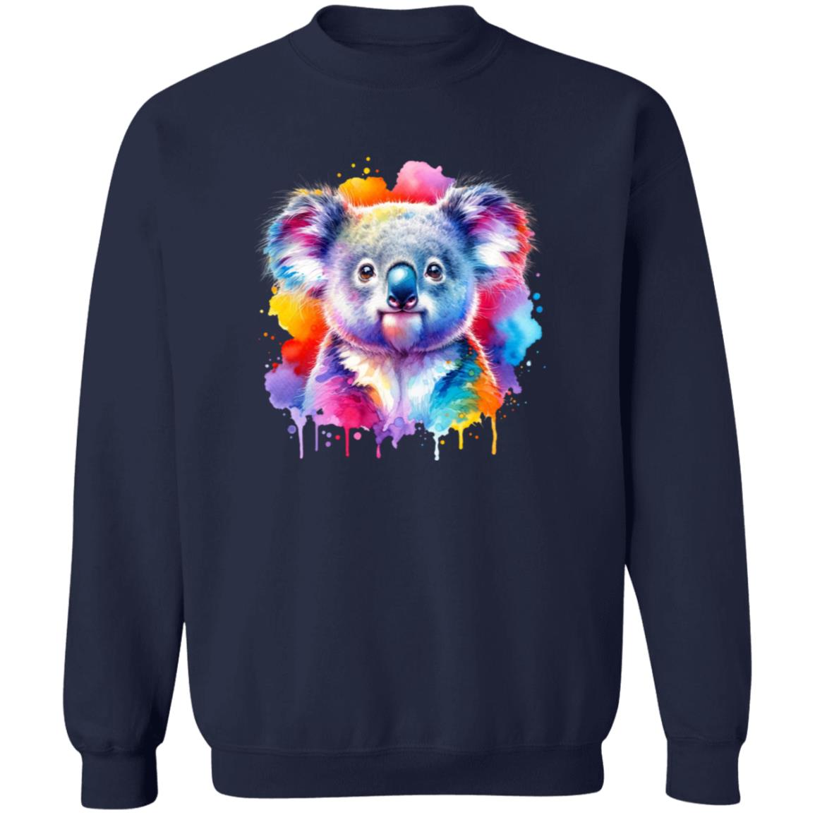 Artistic Koala Color Splash Unisex Sweatshirt Black Navy Dark Heather-Family-Gift-Planet
