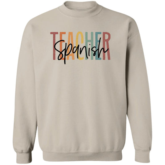 Spanish teacher Sweatshirt Crewneck Unisex Gildan Sand Ash S-2XL-Sand-Family-Gift-Planet