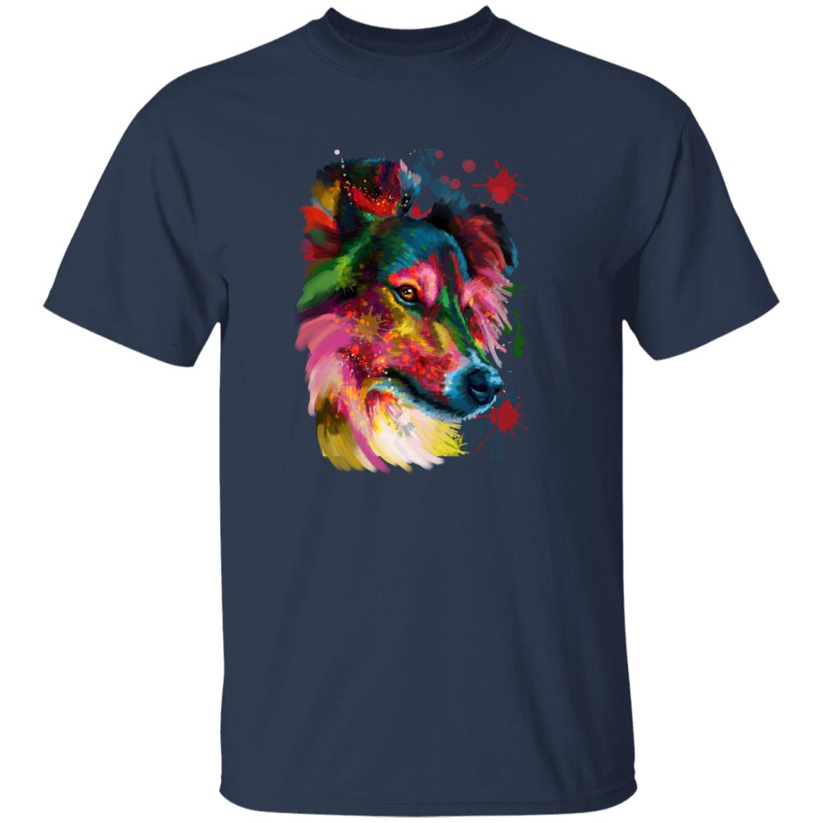 Watercolor Sheltie dog Unisex shirt S-2XL black navy dark heather-Navy-Family-Gift-Planet