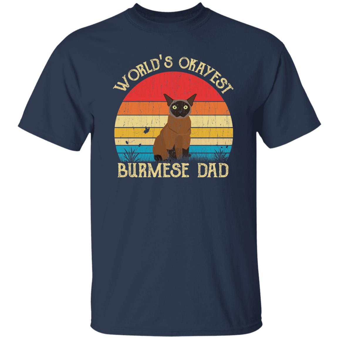 World's Okayest Burmese dad Retro Style Unisex T-shirt Black Navy Dark Heather-Navy-Family-Gift-Planet