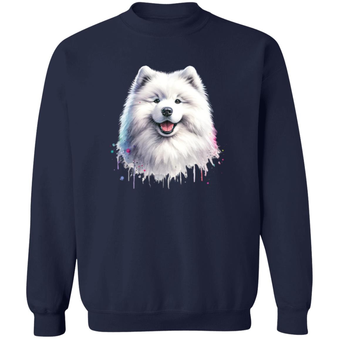 Samoyed dog mom Color Splash Unisex Sweatshirt Black Navy Dark Heather-Family-Gift-Planet