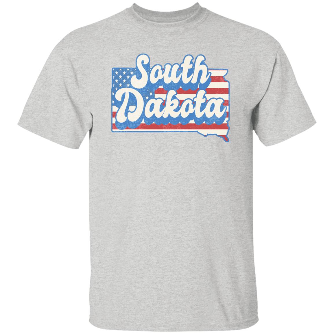 South Dakota US flag Unisex T-Shirt American patriotic SD state tee White Ash Blue-Ash-Family-Gift-Planet