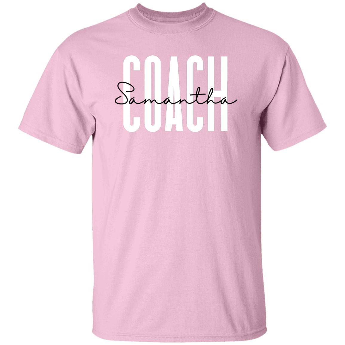 Personalized Coach Unisex T-shirt gift for coach Sand Pink Light Blue-Family-Gift-Planet