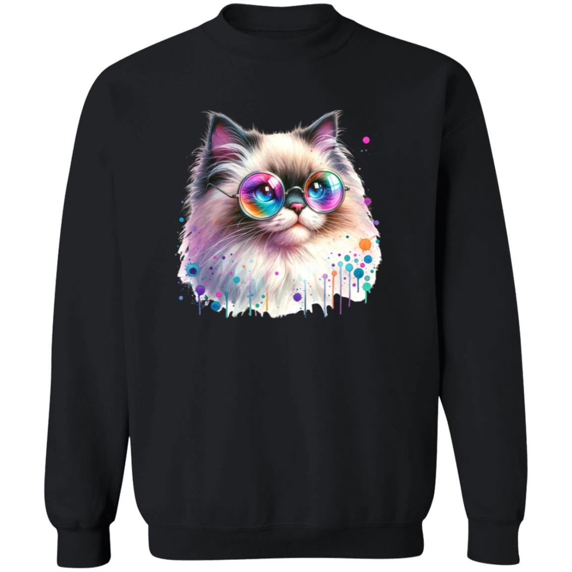 Ragdoll kitten with colorful glasses Color Splash Unisex Sweatshirt-Family-Gift-Planet