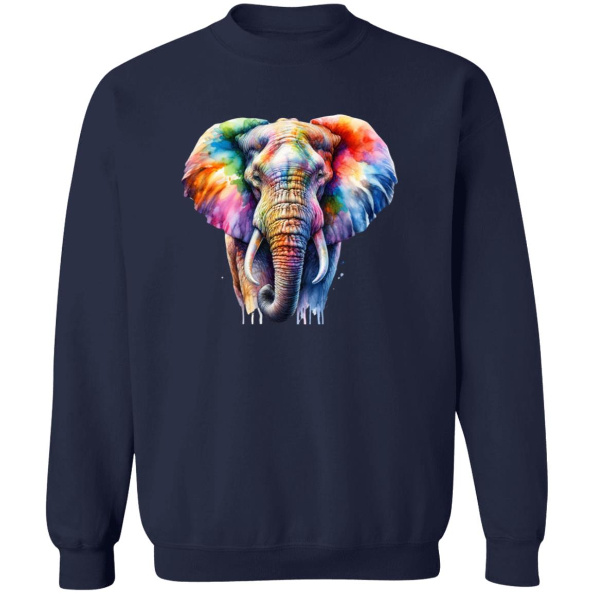 Artistic Elephant Color Splash Unisex Sweatshirt Black Navy Dark Heather-Family-Gift-Planet