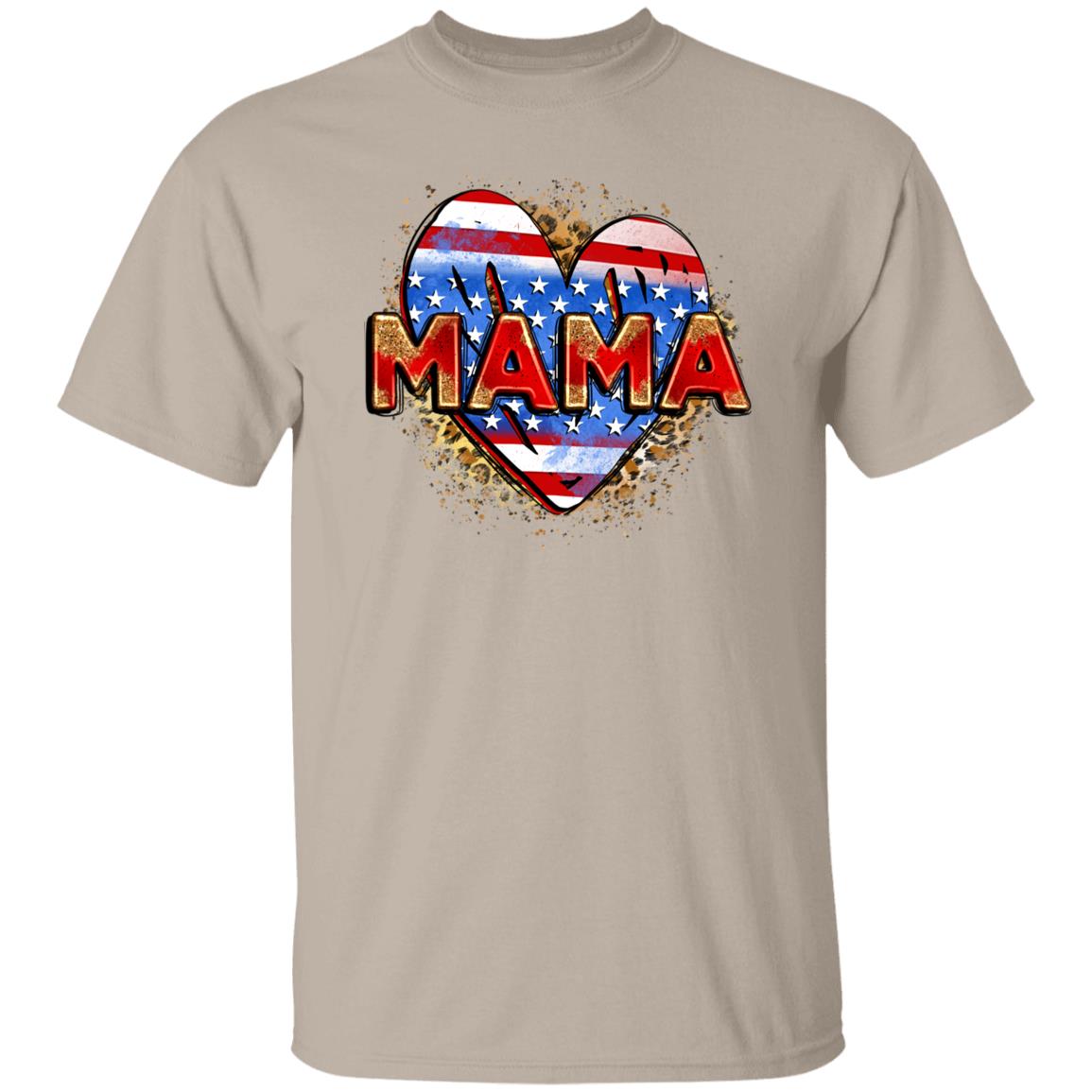 American Mama heart T-Shirt US flag heart mom Unisex tee White Sand Grey-Family-Gift-Planet