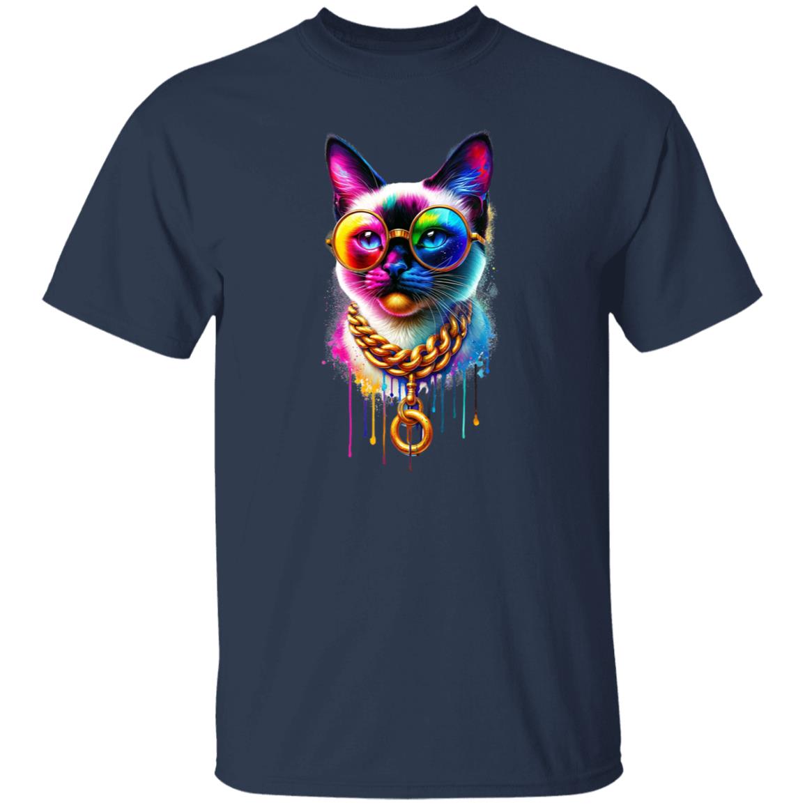 Siamese cat in hip style Color Splash Unisex T-shirt Black Navy Dark Heather-Family-Gift-Planet