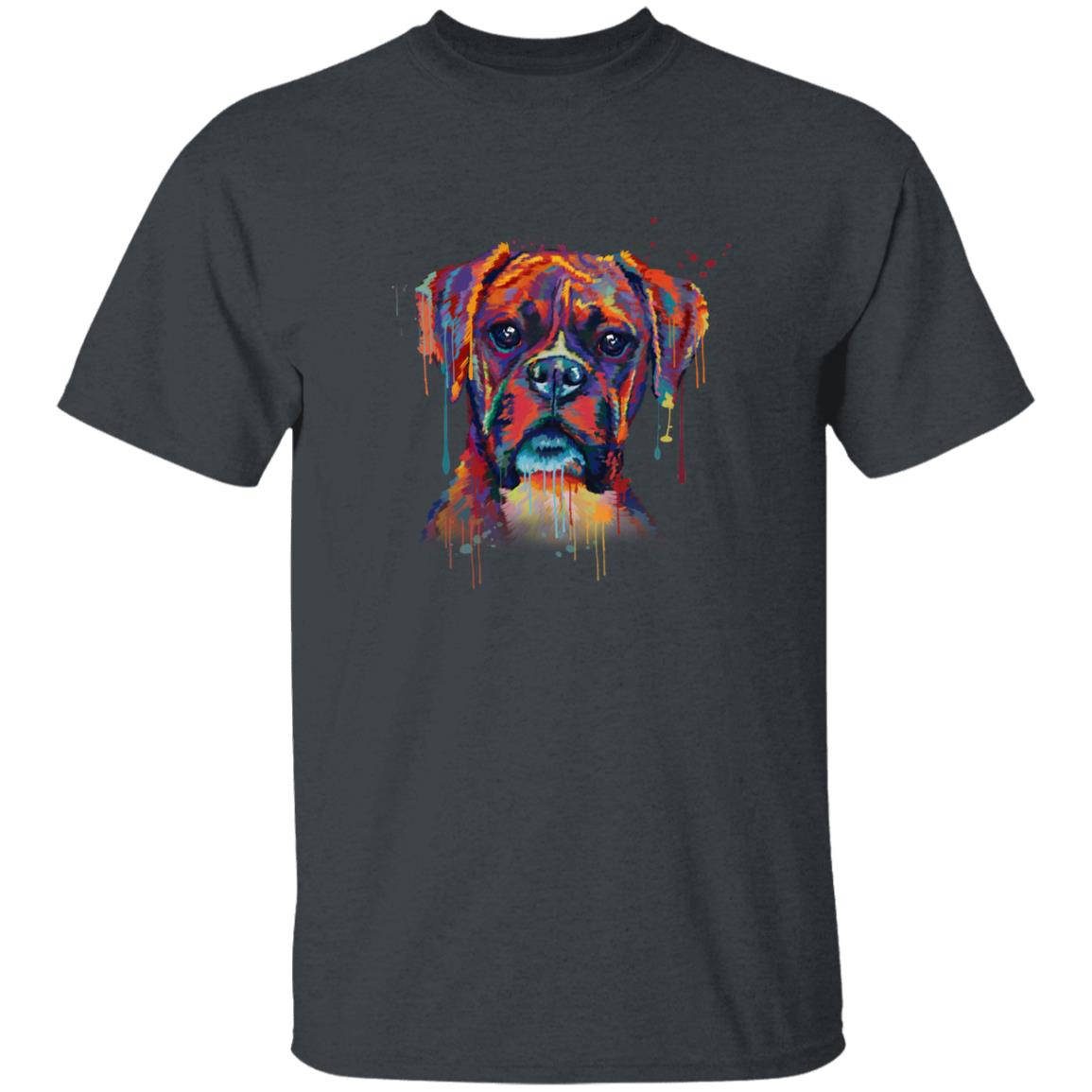 Watercolor painting Boxer dog Unisex shirt S-2XL black navy dark heather-Dark Heather-Family-Gift-Planet