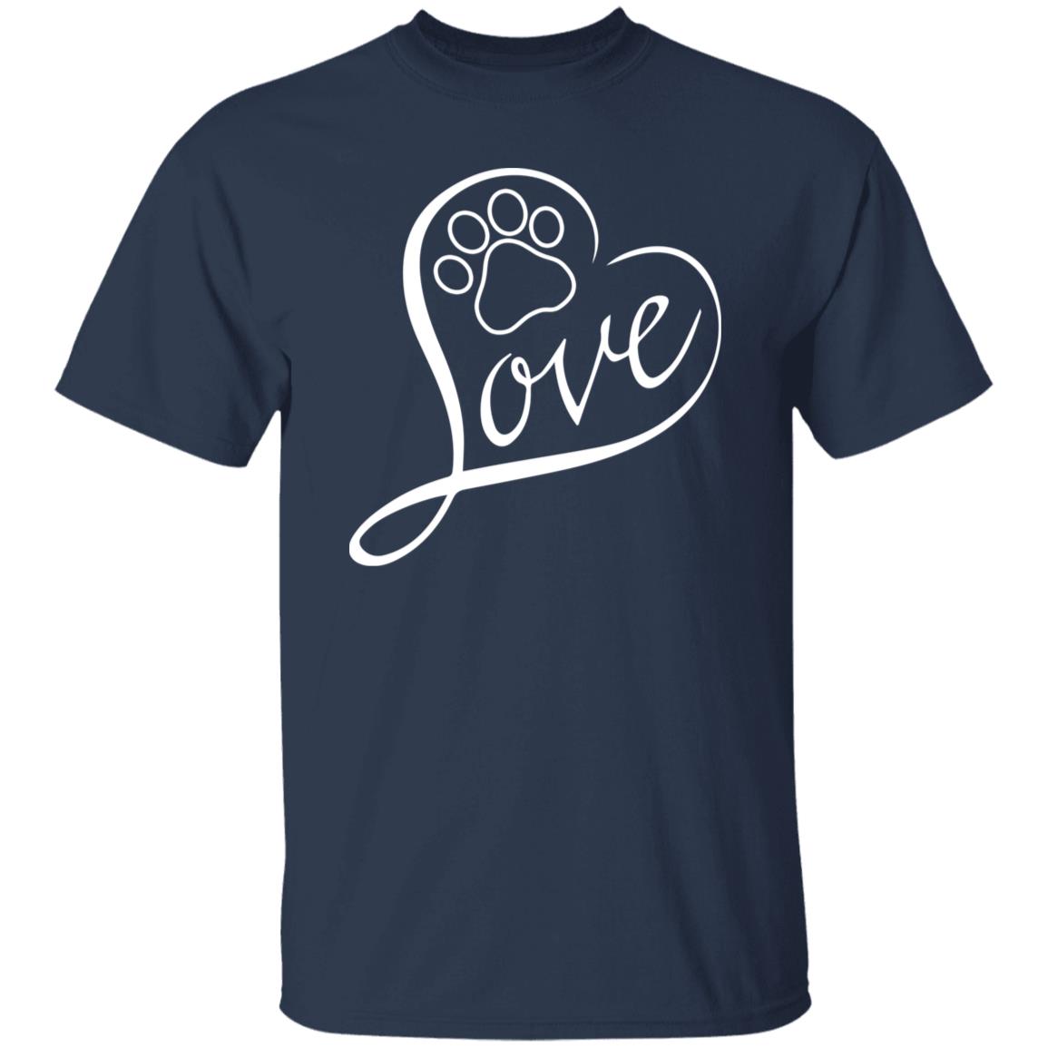 Love Dog T-Shirt gift Dog mom Paw Heart Unisex tee Black Navy Dark Heather-Family-Gift-Planet