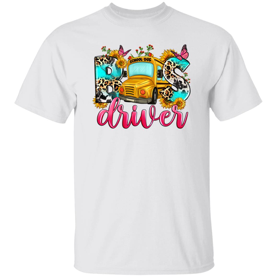 School Bus Driver T-Shirt sunflower leopard skin bus driver Unisex tee White Sand Sport Grey-Family-Gift-Planet