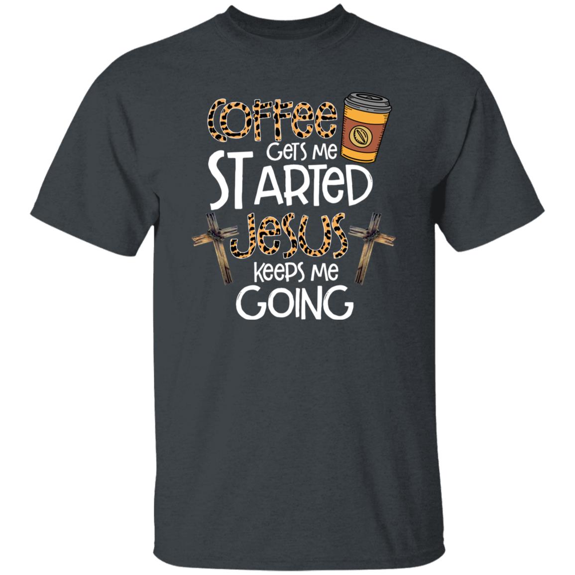 Coffee gets me started Jesus keeps me going Unisex shirt gift Christian tee-Dark Heather-Family-Gift-Planet