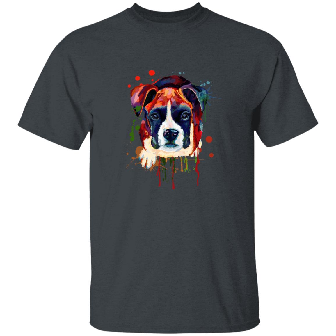 Digital painting Boxer dog Unisex shirt S-2XL black navy dark heather-Dark Heather-Family-Gift-Planet