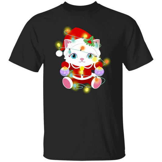 Cute Cat Christmas lights T-Shirt gift Cat mom Unisex Tee Black Navy Dark Heather-Black-Family-Gift-Planet