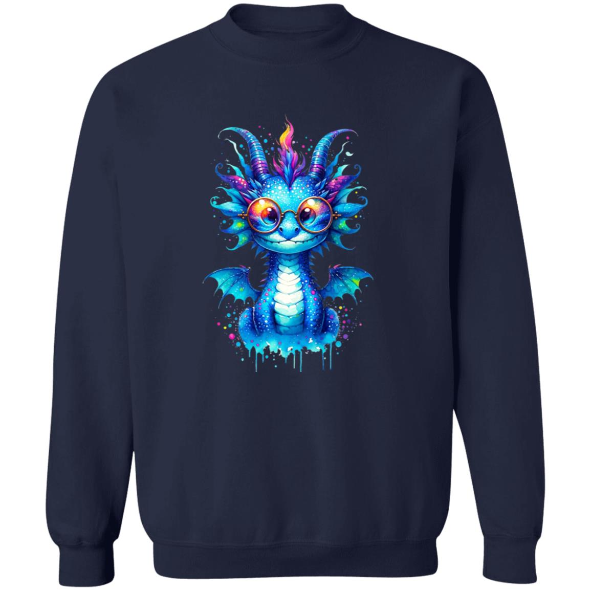 Cool cute Blue dragon 2024 Color Splash Unisex Sweatshirt Black Navy Dark Heather-Family-Gift-Planet
