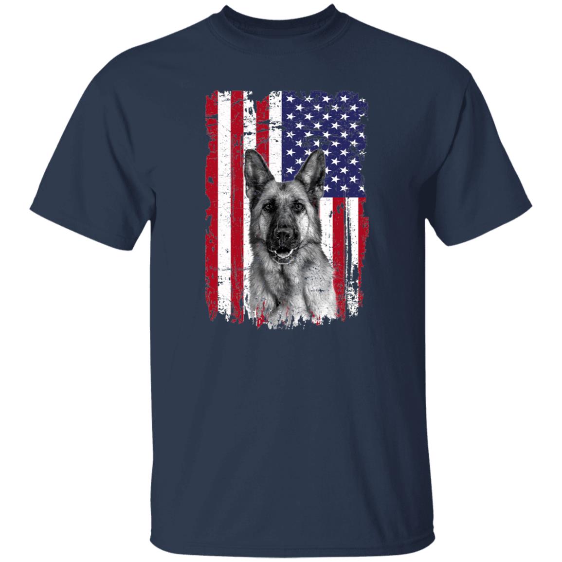 American flag German shepherd Unisex t-shirt gift black navy dark heather-Family-Gift-Planet