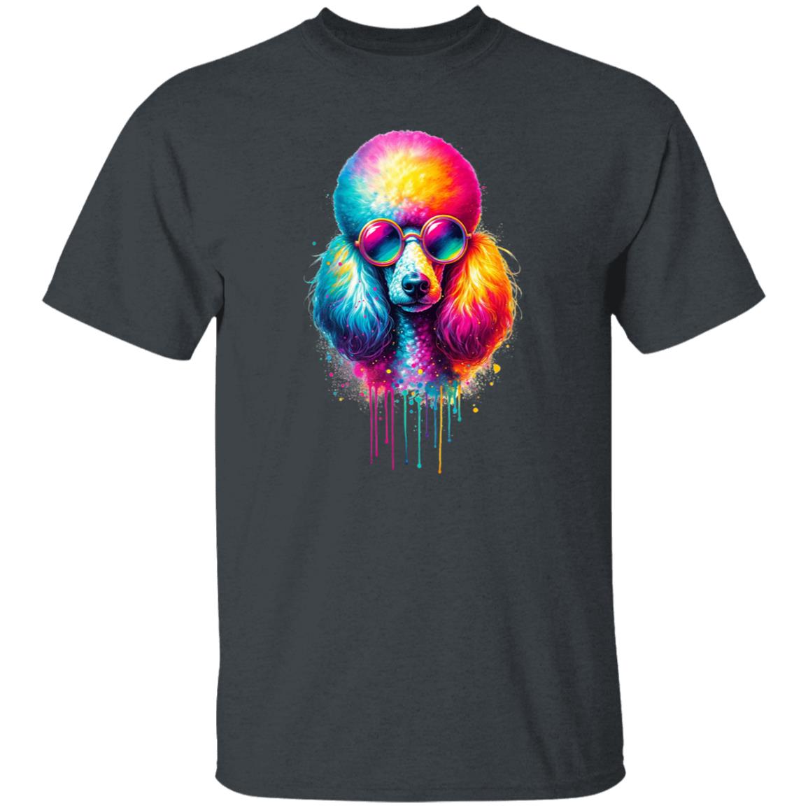 Neon Poodle Color Splash Unisex T-shirt Black Navy Dark Heather-Family-Gift-Planet