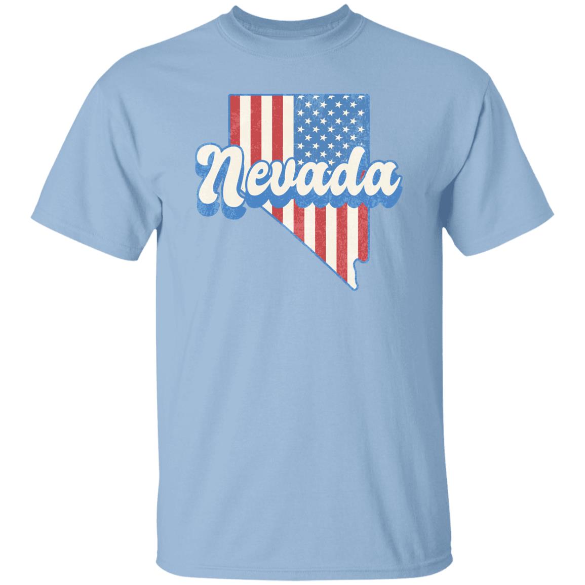 Nevada US flag Unisex T-Shirt American patriotic NV state tee White Ash Blue-Light Blue-Family-Gift-Planet