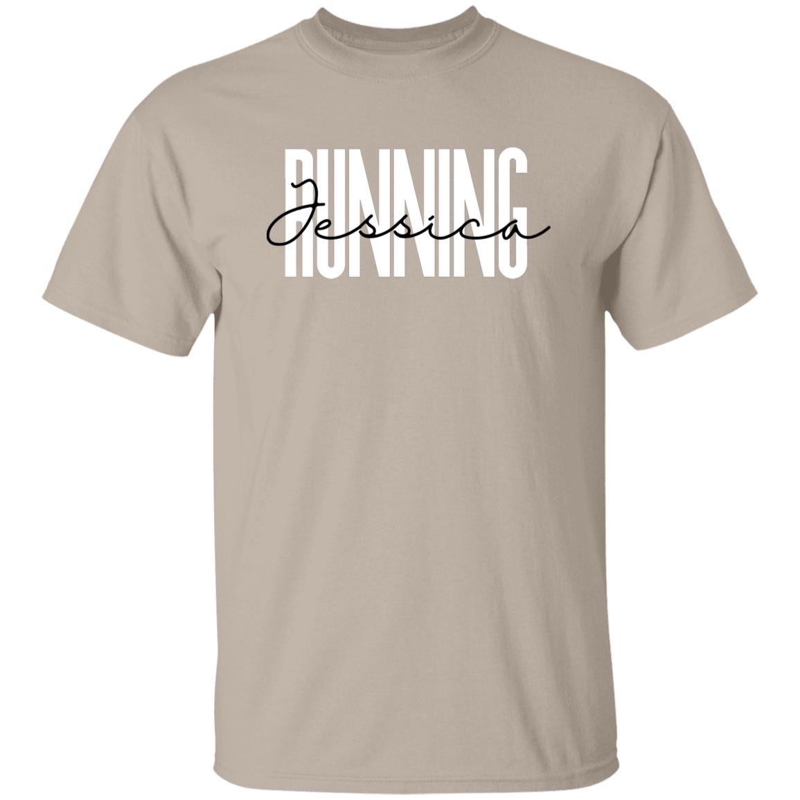 Personalized Running T-shirt gift Custom name Marathon Runner Unisex Tee Sand Pink Light Blue-Family-Gift-Planet