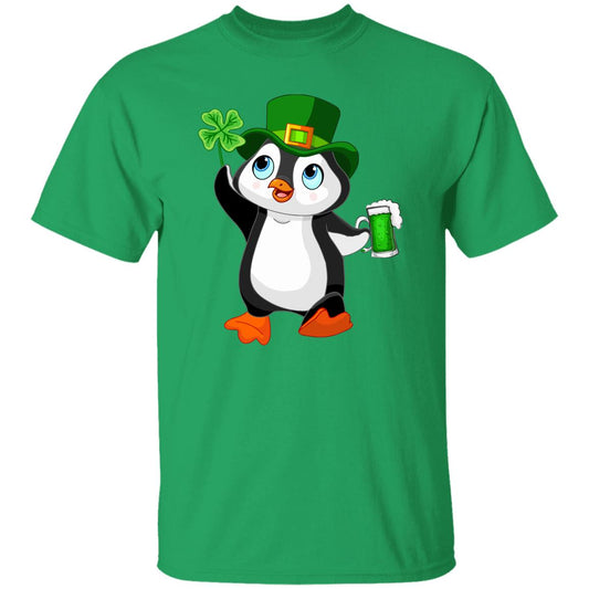 Penguin with shamrock and beer St Patrick Day Unisex t-shirt 4XL 5XL 6XL Irish Green-Irish Green-Family-Gift-Planet