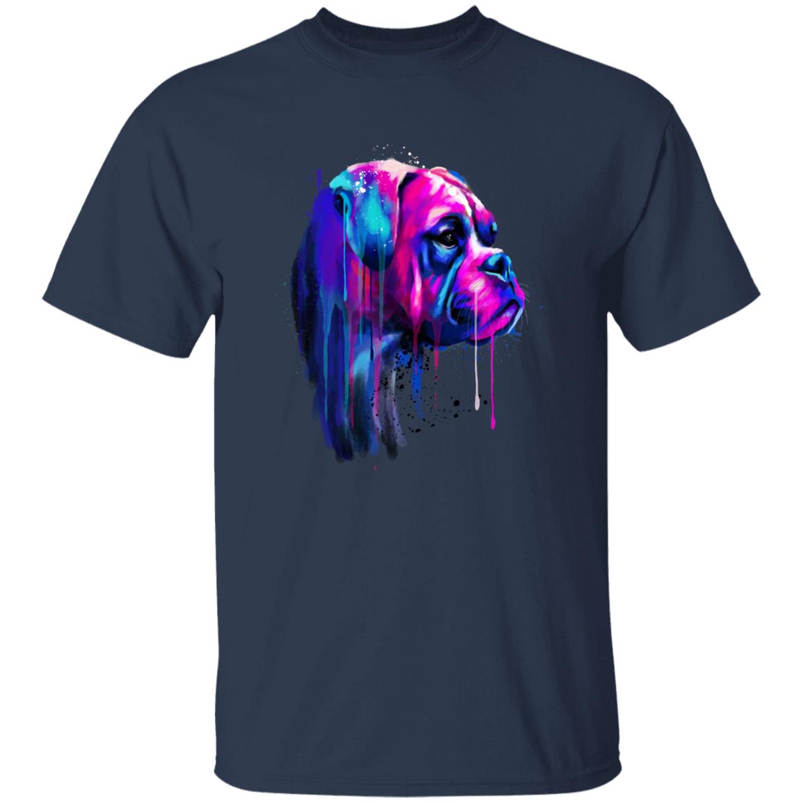 Watercolor Boxer dog Unisex shirt S-2XL black navy dark heather-Navy-Family-Gift-Planet