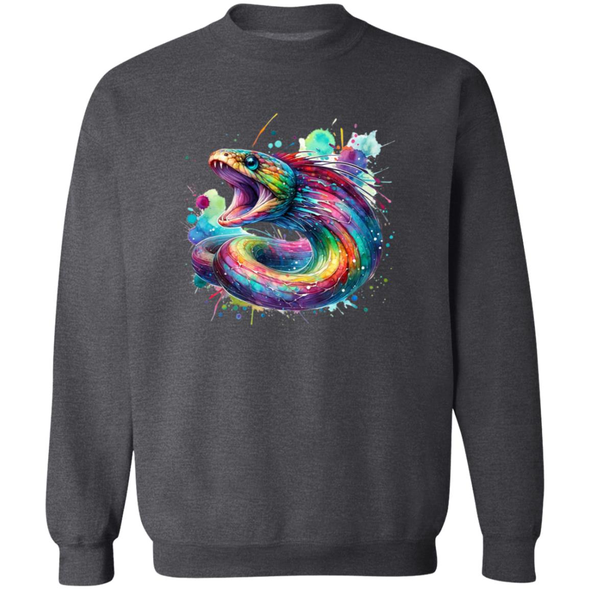 Artistic Gulper Eel Color Splash Unisex Sweatshirt Black Navy Dark Heather-Family-Gift-Planet