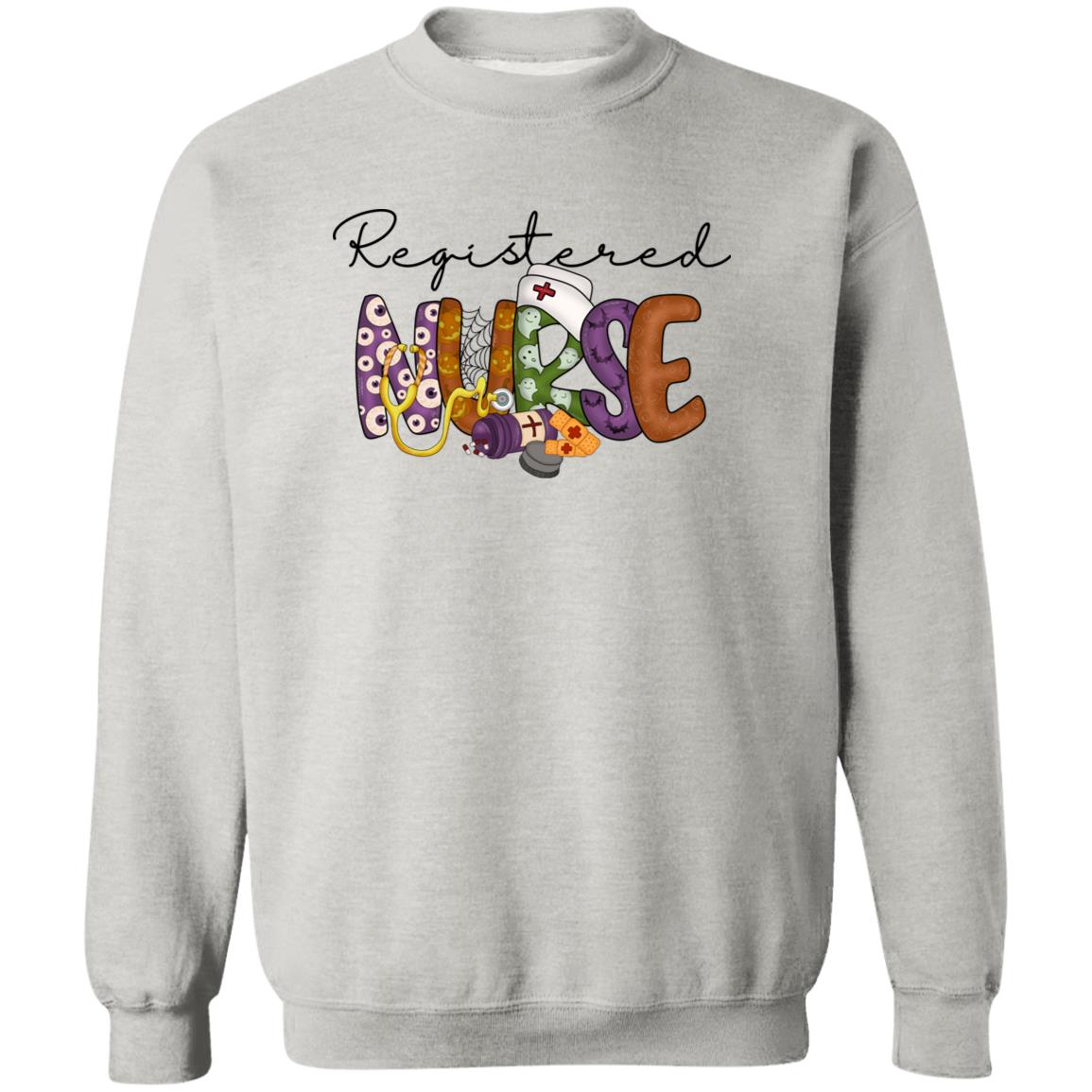 Registered nurse Halloween Sweatshirt Crewneck Unisex Sand Ash S-2XL-Ash-Family-Gift-Planet