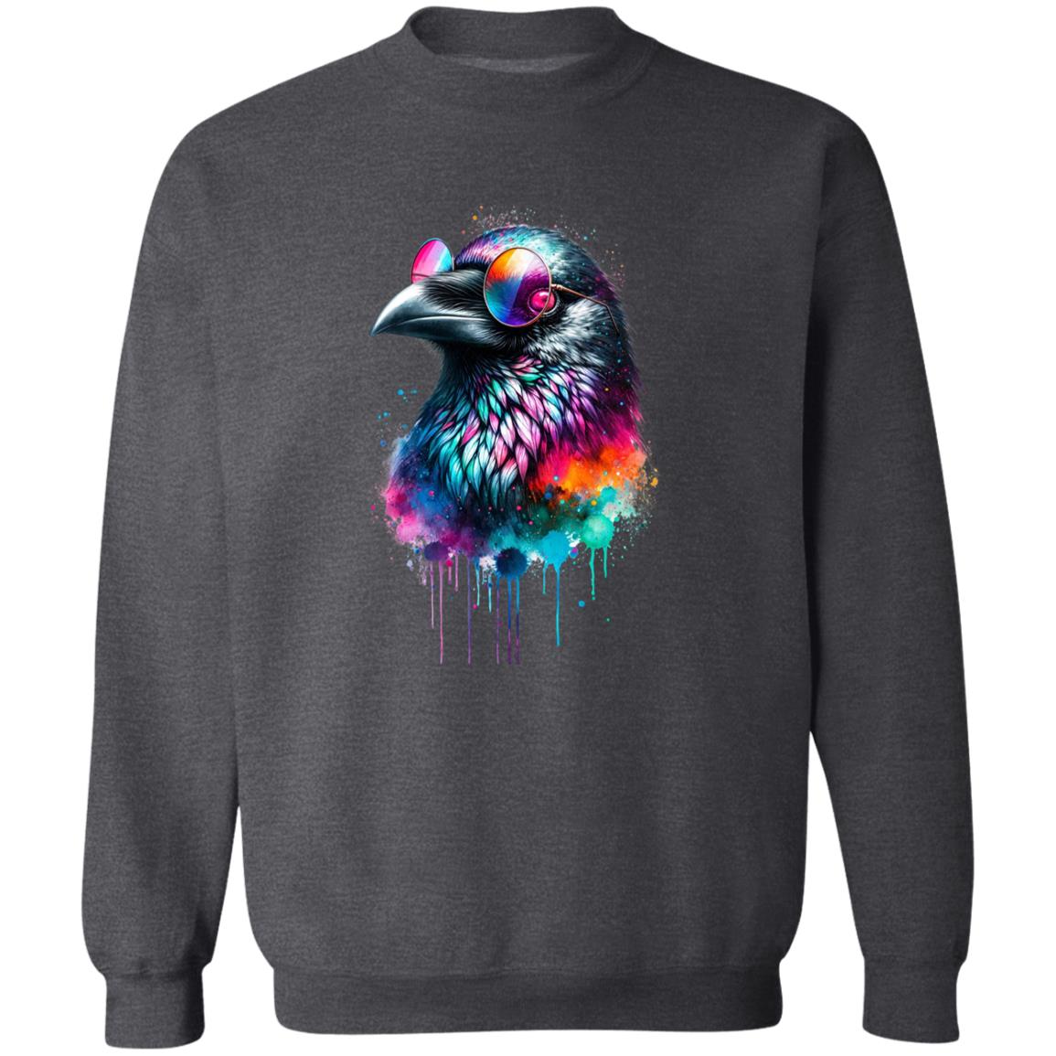 Neon Raven Color Splash Unisex Sweatshirt Black Navy Dark Heather-Family-Gift-Planet