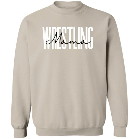 Wrestling mama Unisex Sweatshirt Crewneck Sand S-2XL-Sand-Family-Gift-Planet